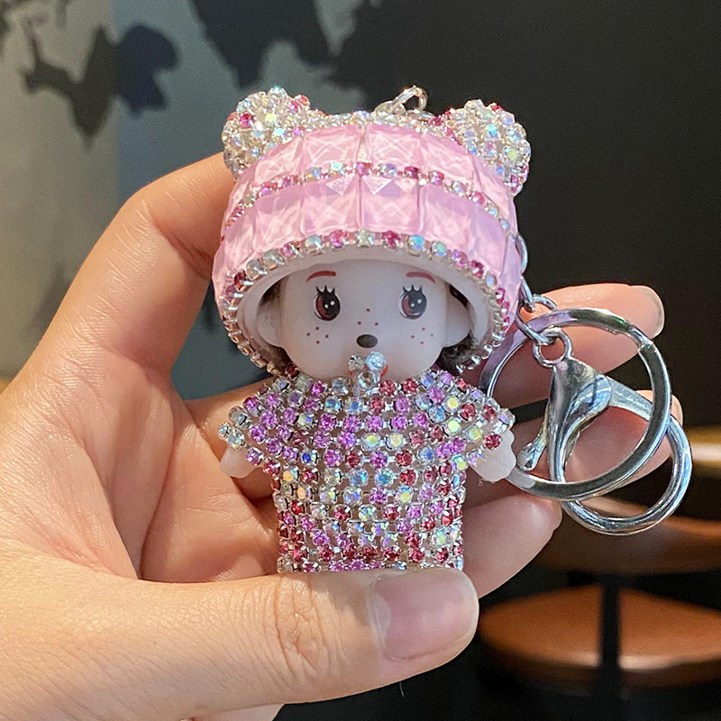 Car Accessories Cute - 新しいかわいいかわいい formongqiiq ダイヤモンド車のキーホルダー女性漫画カップルカーバッグペンダント子供の誕生日プレゼントクリスマスギフト