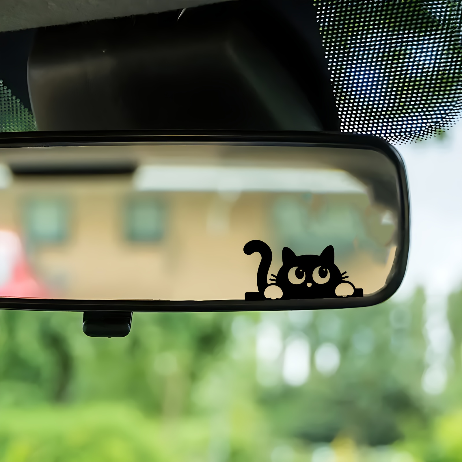 Car Accessories Xmas - かわいい猫車のバックミラーステッカーサイドウィンドウ面白い子猫デカールクリスマスギフト防水ビニールオートスタイリング外装アクセサリー