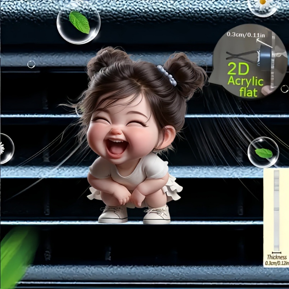 Car Accessories Bunnings - 5個入り ダブルバン スマイルちびっ子 2Dフラットアクリル製 車用エアコン吹き出し口クリップ 車内アクセサリー