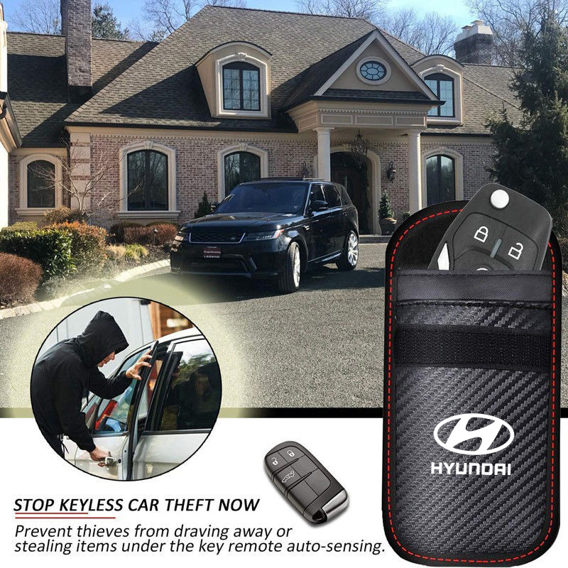 Car Key Signal Blocker - ヒュンダイNラインI10 I20 I30ツーソンアクセントエラントラサンタフェソナタアゼラ車のキーケース信号ブロッカーバッグRFIDシールドポケット