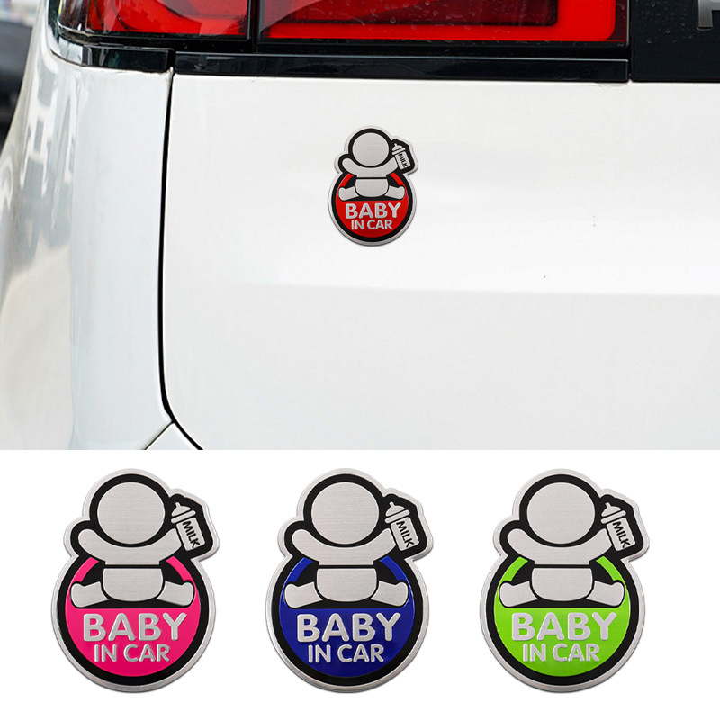Car Accessories For Baby - 高品質修正 3D 金属アルミ合金警告車のステッカー BABY IN CAR