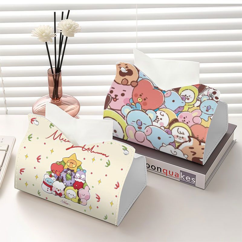 Car Accessories Cute - BT21アイドル関連のペーパータオルボックス（漫画の車の配置） バスルームに物を置くのに適しています 2026