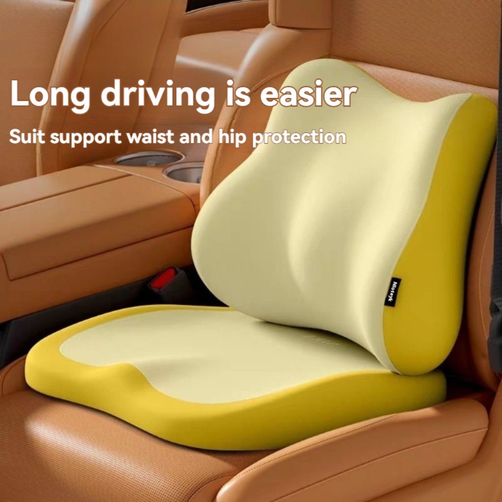 Car Seat Cushion Memory Foam - 2個セットのメモリーフォーム製ランバーサポートクッション（シート用）、長時間座る際の腰保護クッション、後部座席クッション、身長を高く見せる運転用クッション。 すべての車種およびオフィスチェアに対応