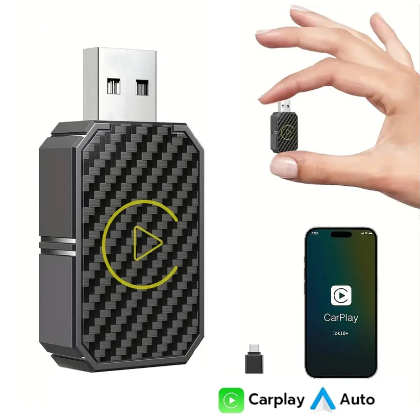 Car Accessories Usa - スマートドングルワイヤレスCarPlayアダプター、Android Auto、Apple iOS対応、インテリジェントカースクリーンシステム、プラグアンドプレイ、遅延なし