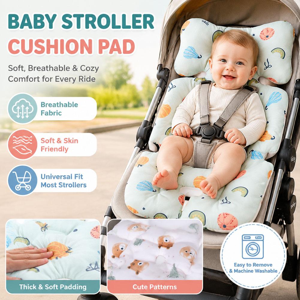 Car Accessories For Baby - 柔らかいベビーカーシートクッションパッド、車用ベビーカーライナーマット、通気性のあるコットン製カートマットレス、新生児用ベビーカーアクセサリー