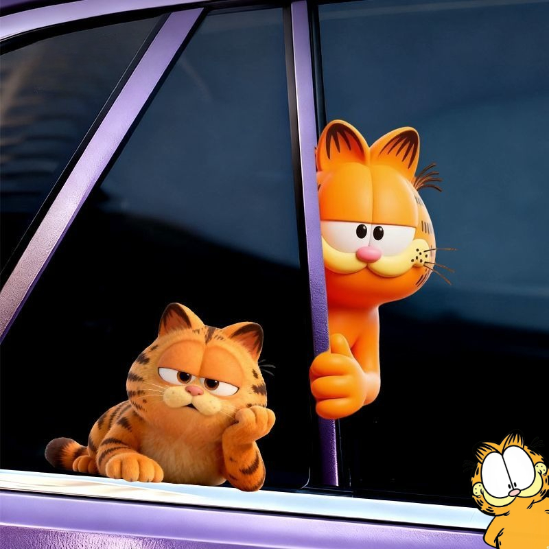 Car Accessories Cute - ガーフィールドアニメ漫画かわいい面白い密かに観察しているステッカーかわいい車車の窓傷カバー装飾ステッカー卸売