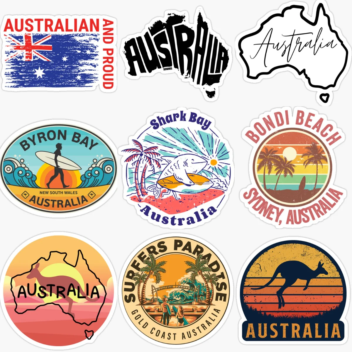 Car Accessories Australia - AUS オーストラリア国旗マップ風景エンブレムクリエイティブ PVC 車のステッカー車自転車バンヘルメット窓装飾アクセサリー