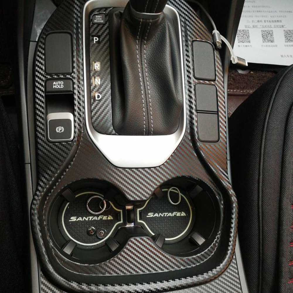 Car Accessories Xmas - ヒュンダイサンタフェ 2013-2018 インテリア中央制御パネルドアハンドルカーボンファイバーステッカーデカールカースタイリングアクセサリー