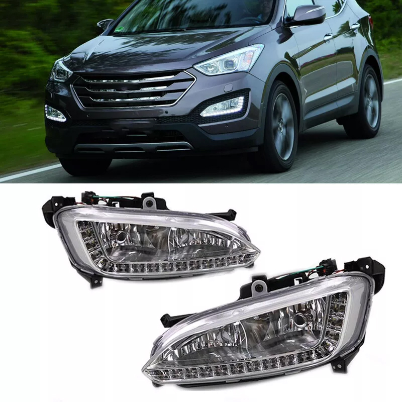 Car Accessories Xmas - 自動車ヘッドランプ LED DRL フォグライト LED 運転デイライトカーアクセサリーヒュンダイサンタフェ