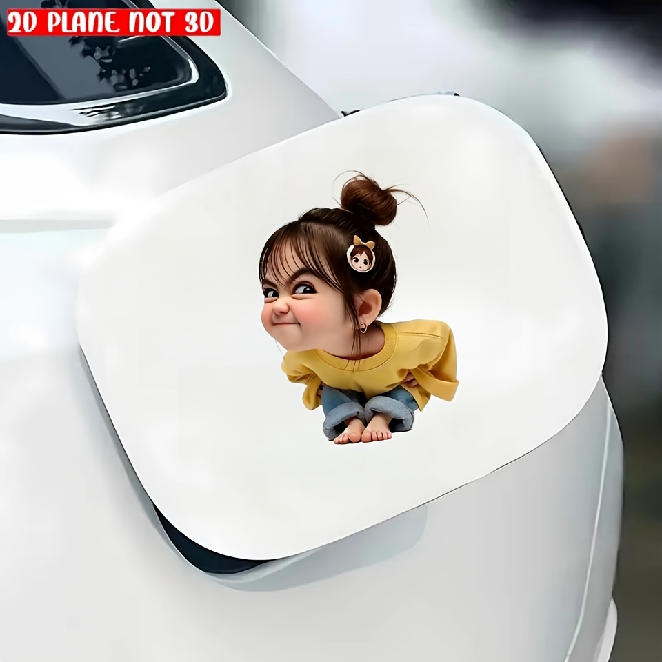 かわいい乱雑なお団子ヘア面白い表情の女の子防水ビニールステッ - Car Accessories Bunnings のレビューと価格
