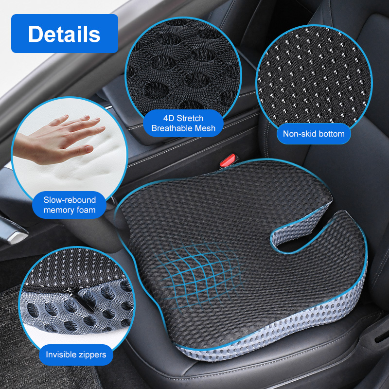 人間工学に基づいたウェッジ型カーシートクッション（カバー付き - Car Seat Cushion Memory Foam のレビューと価格