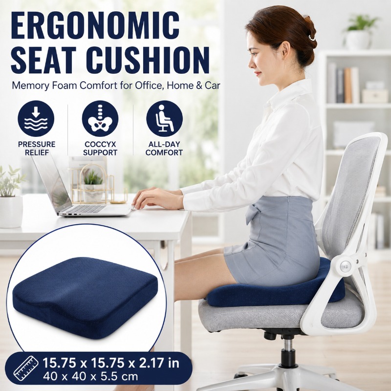 厚手のメモリーフォームチェアクッション 40x40x5.5c - Car Seat Cushion Memory Foam のレビューと価格