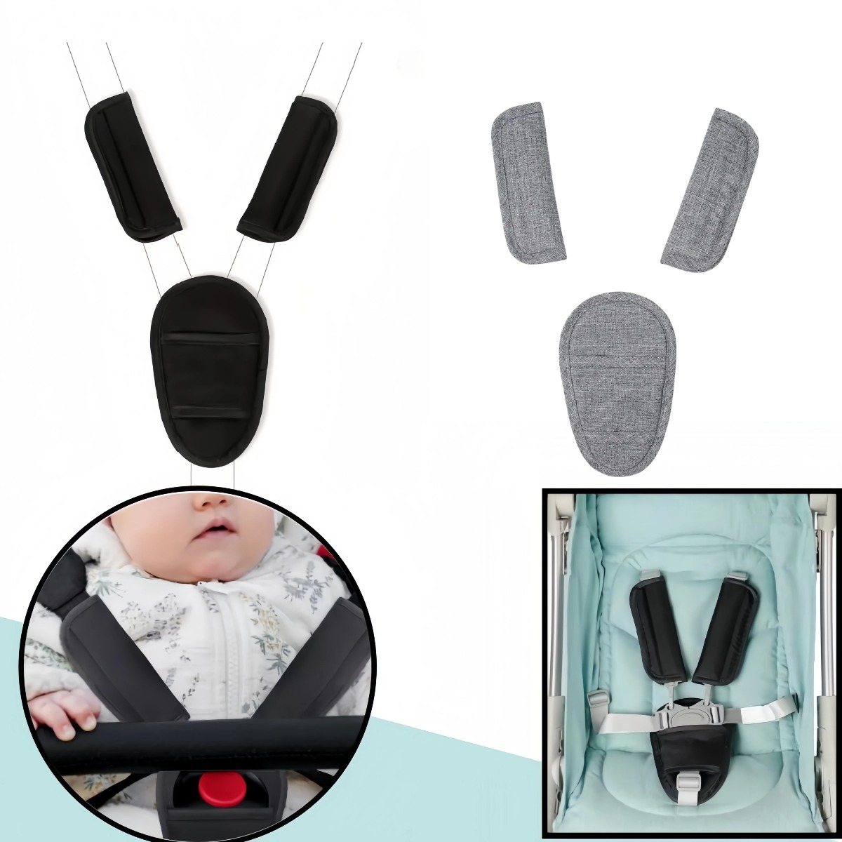 ベビーカーシートベルトパッドユニバーサルベビーカーショルダー - Car Accessories For Baby のレビューと価格
