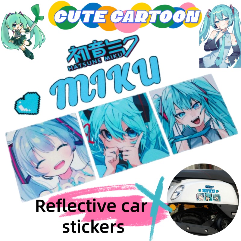 2026年新作クリエイティブ初音ミクアニメ反射ステッカー、車 - Car Accessories Cute のレビューと価格