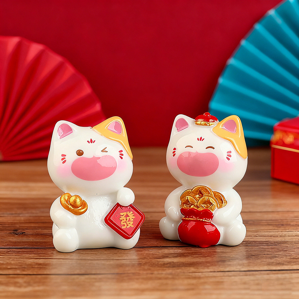 6個入りミニ招き猫オーナメント、かわいい招き猫像、幸運を呼ぶ - Car Accessories Xmas のレビューと価格