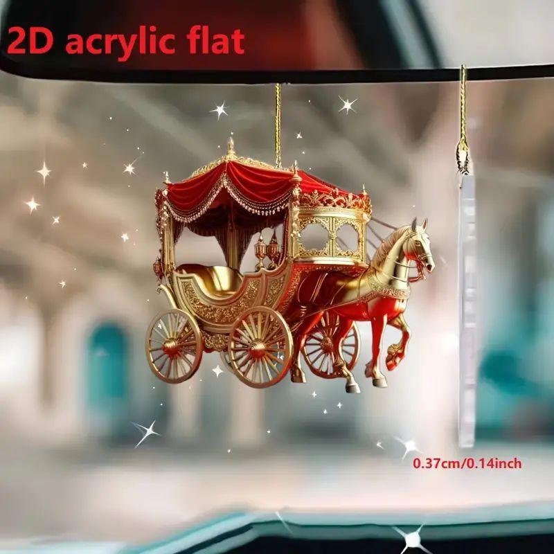 1 個馬車クリスマスオーナメント馬そり馬車 2D アクリルク - Car Accessories Xmas のレビューと価格