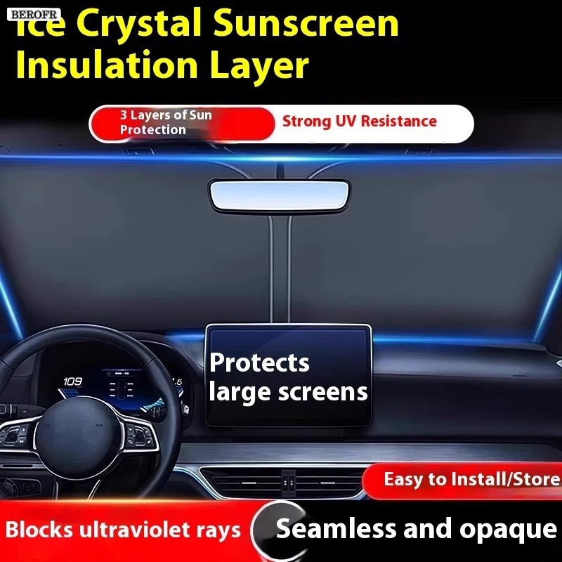 車のフロントガラスサンシェードカバーフロントウィンドウ日焼け - Car Accessories Yate のレビューと価格