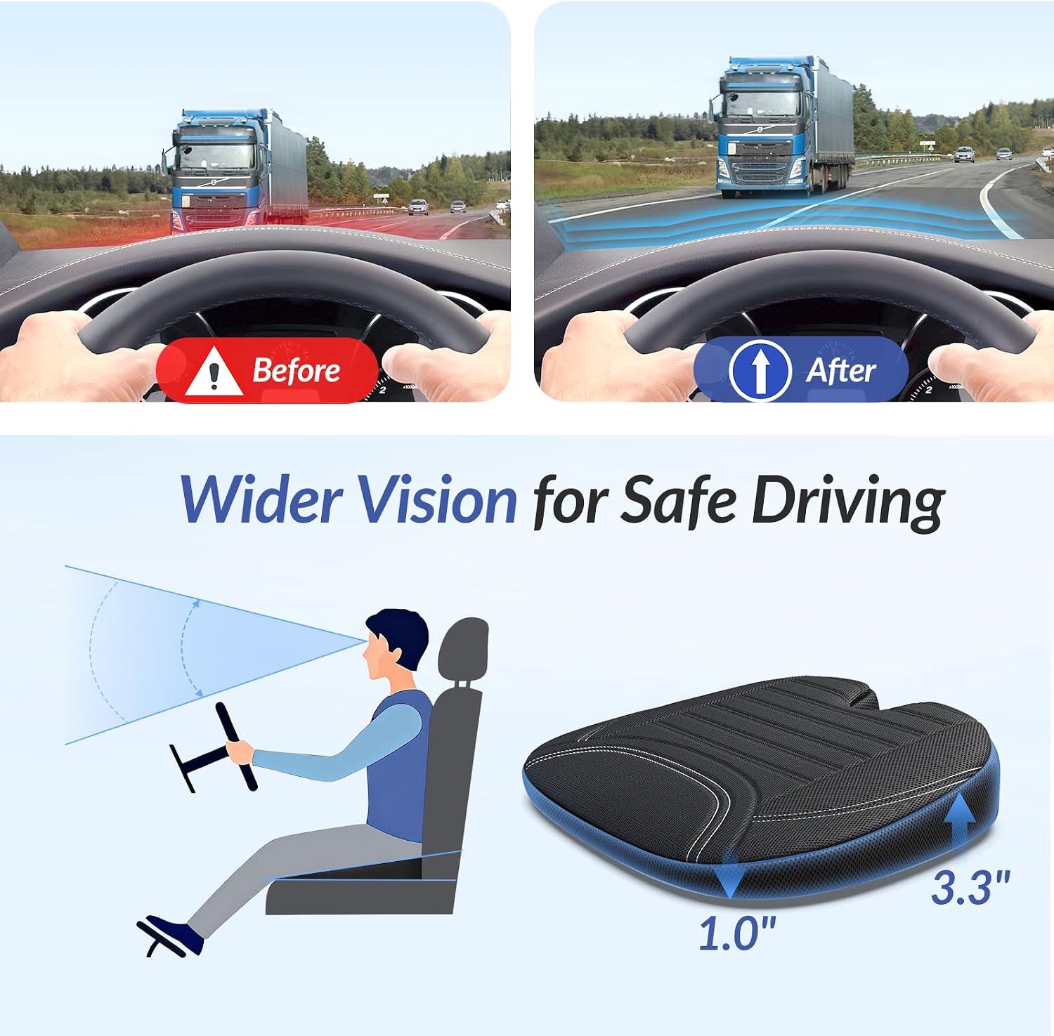 尾骨の痛みを軽減し視界を良くするウェッジ型カーシートクッショ - Car Seat Cushion Memory Foam のレビューと価格