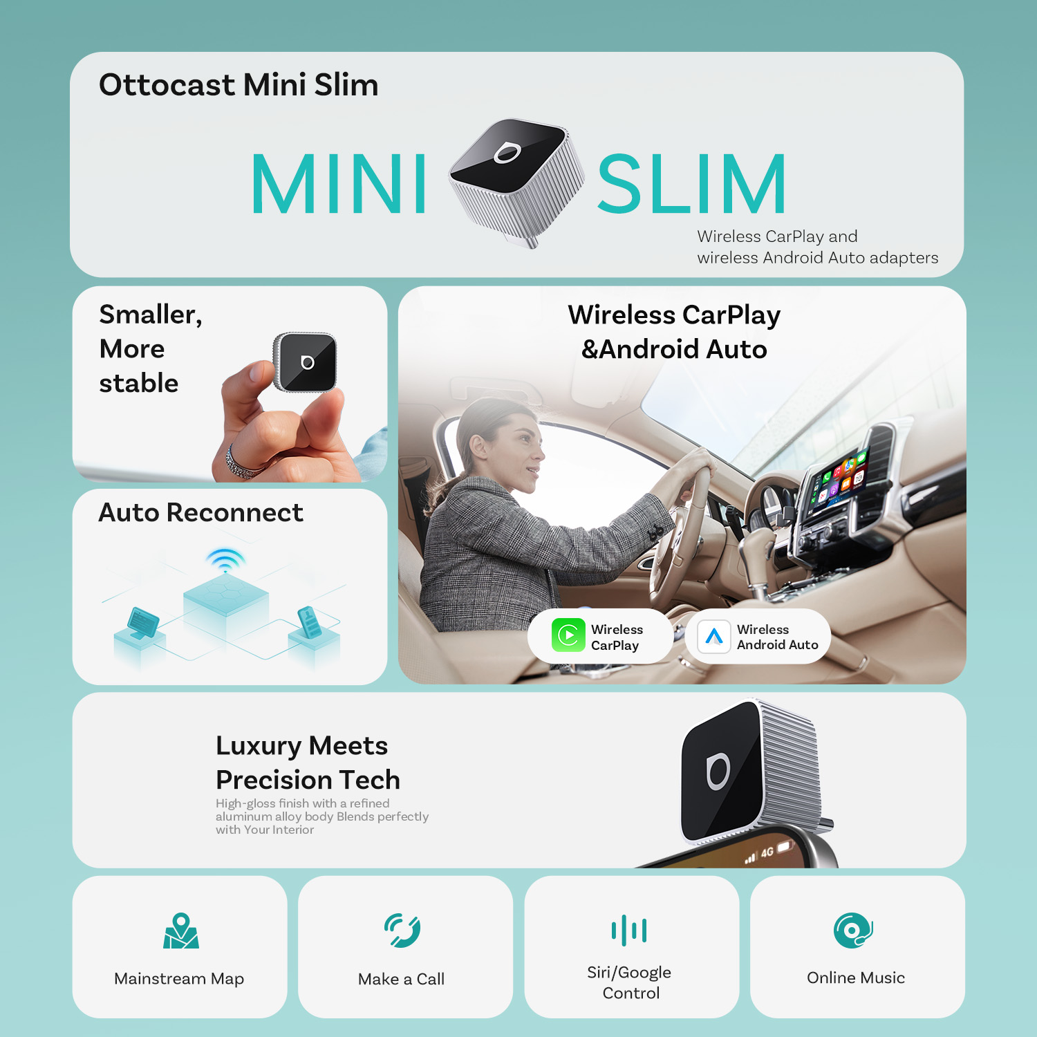 Ottocast Mini Slim ワイヤレスCarPla - Car Accessories Usa のレビューと価格